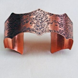 Copper Cuff Unisex Handmade Scalloped Linen Textured