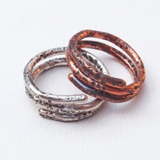 Sterling Silver and Copper Spiral Unisex Boho Rings Size 6