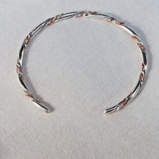 Sterling Silver and Copper Twisted Wire Bracelet Bangle Hand Made