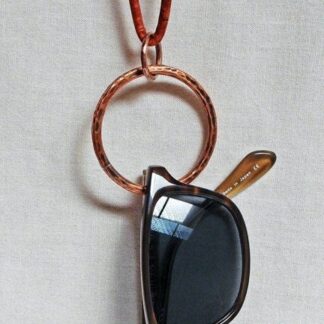 Hammer Textured Copper Eyeglasses Ring Pendant Handmade