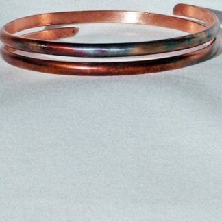Copper Spiral Bracelet Handmade 2.49 Inch Diameter Flame Patina