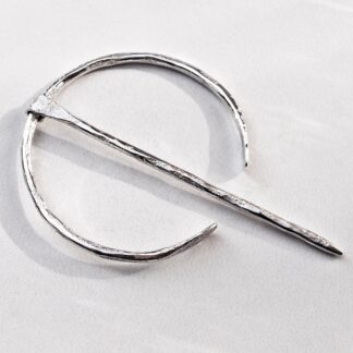 Sterling Silver Penannular Fibula Handmade Viking Cloak Pin Brooch Smaller Size 8 Gauge