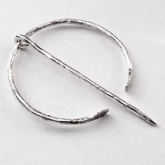 Sterling Silver Penannular Fibula Handmade Viking Cloak Pin Brooch Larger Size