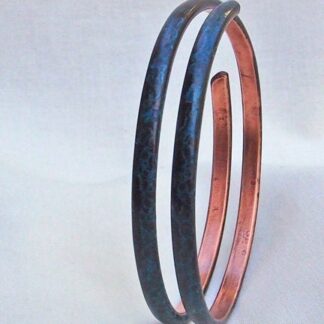 Handmade Copper Spiral Bracelet 2.31 Inch Diameter with Flame Patina