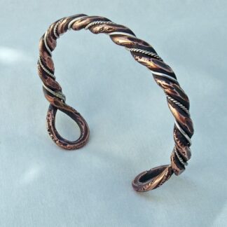 Twisted Copper and Sterling Bracelet with Loop Ends Handmade