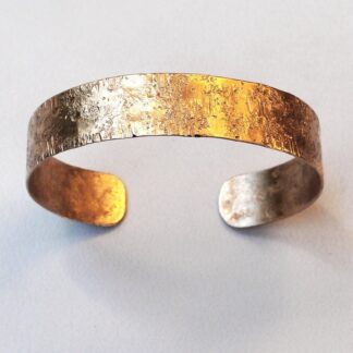 Bronze Bracelet Hammer Textured Unisex No Patina