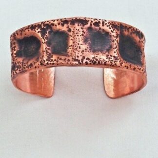 Copper Spiral Bracelet Handmade 2.49 Inch Diameter Flame Patina