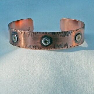 Riveted Copper Bracelet Hash Textured Handmade with Dark Patina