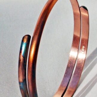 Handmade Copper Spiral Bracelet 2.55 Inch Diameter with Flame Patina