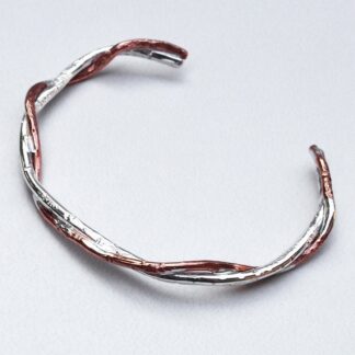Sterling Spiral Bracelet Hand Hammered Hash Textured