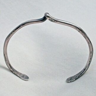 Sterling Bangle Bracelet Hand Forged Large Twisted Dimpled