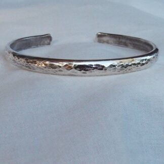 Sterling Silver Bracelet Hand Hammered Pitted Textured Thick Handmade