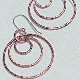 Copper Ring Trio Earrings Stone Textured Handmade