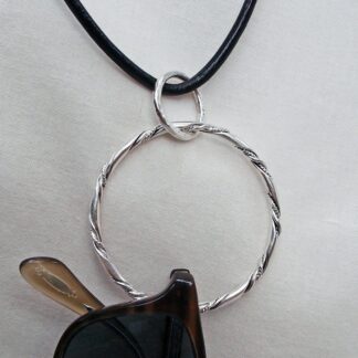 Sterling Silver Eyeglasses Twisted Wire Glossy Ring ‘A’ Pendant Handmade