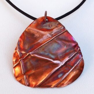 Copper Pendant Large Fold-Formed Domed With Flame Patina