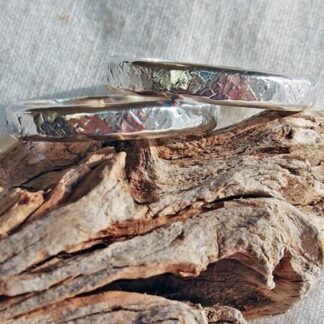 Sterling Silver Handmade Rings Set of Two with Linen Texture Size 8