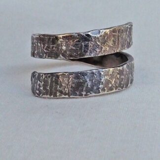 Size 8 Sterling Ring with Linen Texture Handmade