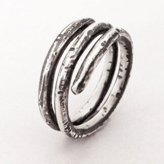 Sterling Silver Spiral Unisex Textured Boho Ring Size 8