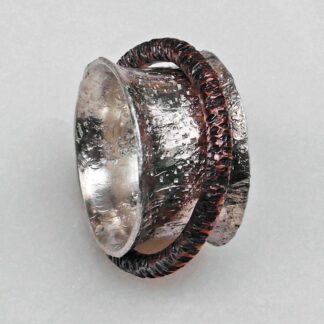 Sterling Silver and Copper Spinner Ring Size 11 Hammer Textured