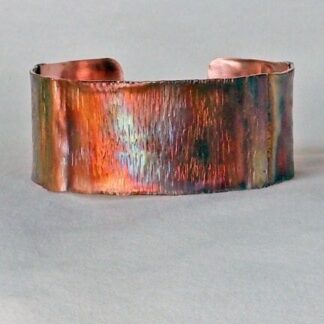 Copper Cuff Unisex Handmade Scalloped Linen Textured