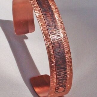Bark Textured Copper Bracelet with Shiny Bark Texture and Patinated Bark Textured Copper Overlay Handmade