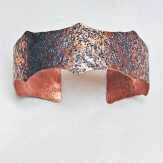 Copper Cuff Handmade Scalloped Stone Textured Unisex