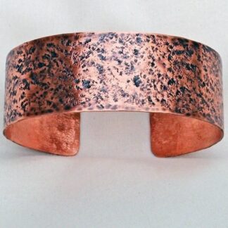 Linen Textured Copper Cuff Glossy Bracelet with Three Rivets