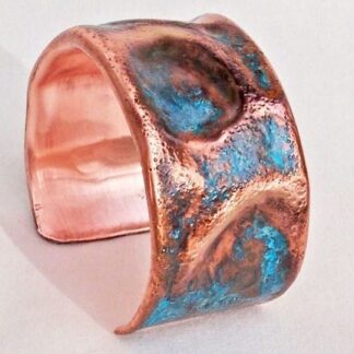 Copper Cuff Bracelet Fold Formed Hand Hammered Ammonia Patina