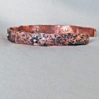 Copper Bracelet with Sterling Studs Stone Textured Handmade