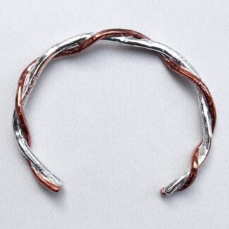 Twisted Copper and Sterling Bracelet with Loop Ends Handmade