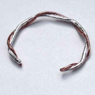 Sterling Silver and Copper Bracelet Twisted Textured Wires Medium Size