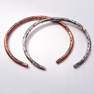 Copper Bracelet Handmade Riveted for Him or Her Scalloped Edge Stone Textured