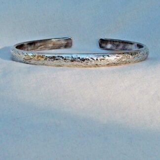 Thick Sterling Silver Bangle Hand Hammered with Pitted Texture
