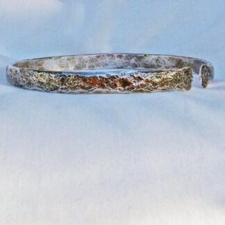 Hefty Sterling Bracelet for Man Hand Hammered and Stone Textured