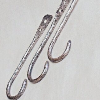 4 Inch Wall Hooks in Sterling Silver Stone Textured Handmade Set of 3