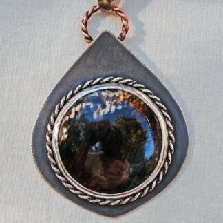 Sterling and Petrified Wood Cabochon Pendant Handmade
