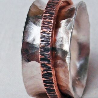 Sterling Silver and Copper Spinner Ring Size 9.75 Handmade