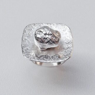 Sterling Silver Nugget Platform Ring Size 8