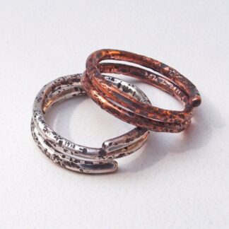 Sterling Silver and Copper Spiral Unisex Boho Rings Heavily Textured Size 7