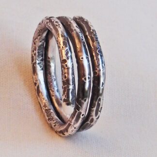 Sterling Silver Spiral Unisex Boho Ring Heavily Textured Size 9.25