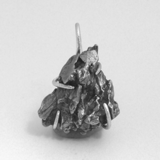 Meteorite Pendant 25 grams in Matte Sterling Silver Prong Setting