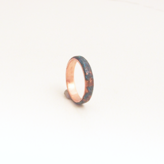 Pure Copper Size 8 Ring Hand Forged with Dark Blue Patina