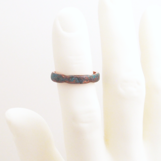 Pure Copper Size 9.25 Ring Hand Forged with Dark Blue Patina