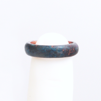 Pure Copper Size 3 Pinkie or Toe Ring Hand Forged with Dark Blue Patina