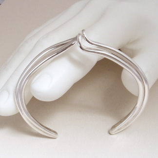 Sterling Twisted Double Bangle Bracelet Hand Forged Medium Size