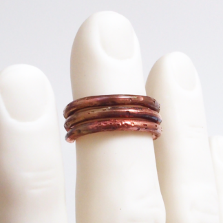 Copper Spiral Coil Ring Size 8.5 Handmade Oxidized with Flame Patina