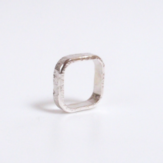 Handmade textured square sterling silver ring by MetalSmitten.com