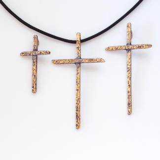 Handmade bronze cross pendants by MetalSmitten.com