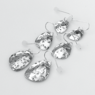 Handmade Sterling Silver MCM-Inspired Egg-Shaped Triple Dangle Domed Earrings