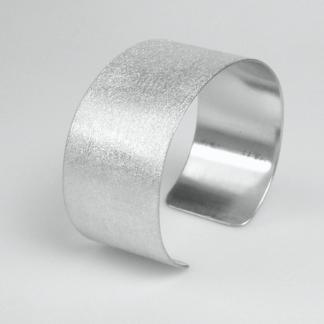 Argentium Sterling Silver Cuff Bracelet Diamond Dust Textured One Inch Wide Br182